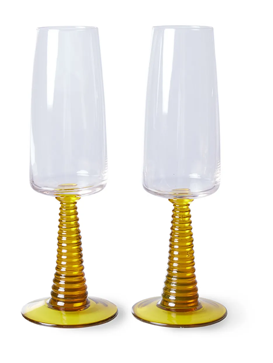 Special: swirl champagne glass yellow (set of 2)