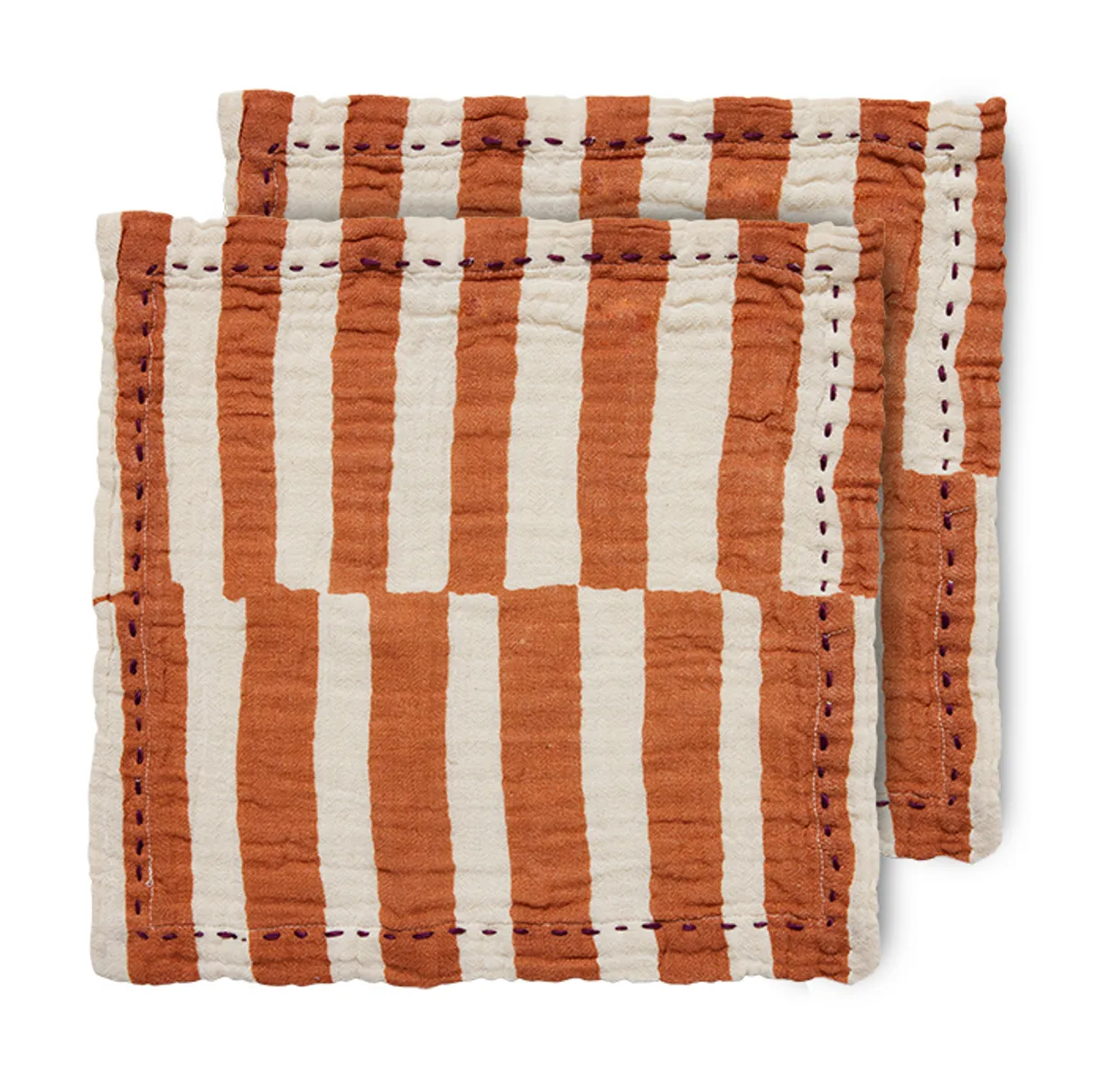 Cotton napkins striped tangerine (set of 2)