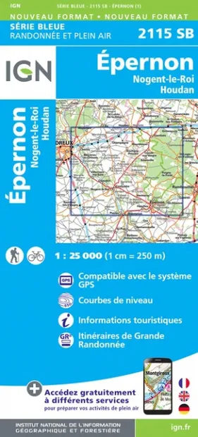 Wandelkaart - Topografische kaart 2115SB Epernon | IGN - Institut Géog
