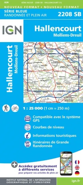 Wandelkaart - Topografische kaart 2208SB Picquigny, Hallencourt, Molli