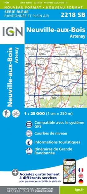 Wandelkaart - Topografische kaart 2218SB Pithiviers, Neuville-aux-Bois