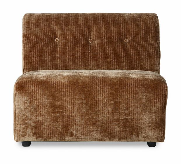 Vint couch: element middle, corduroy velvet, aged gold
