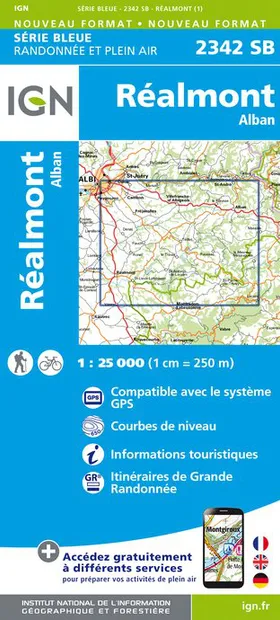Wandelkaart - Topografische kaart 2342SB Réalmont - Alban | IGN - Inst