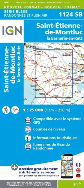Topografische kaart - Wandelkaart 1124SB Saint-Étienne-de-Montluc | IG