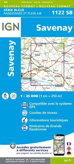 Topografische kaart - Wandelkaart 1122SB Savenay | IGN - Institut Géog