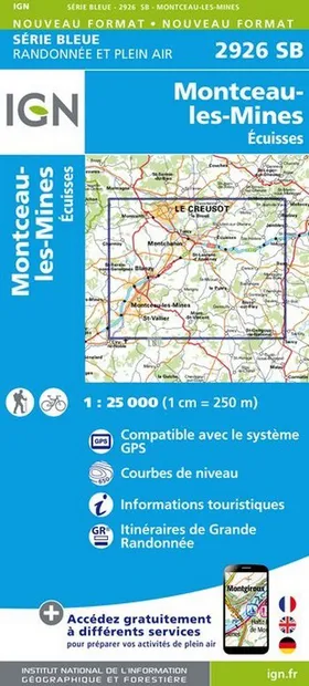Wandelkaart - Topografische kaart 2926SB Montceau-les-Mines, Ecuisses