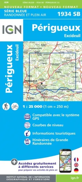 Wandelkaart - Topografische kaart 1934SB Excideuil - Périgueux | IGN -