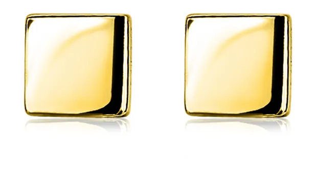 Zilveren oorknoppen geel verguld glad vierkant 5,5mm ZIO1381G