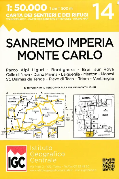 Wandelkaart 14 San Remo, imperia Monte Carlo | IGC - Istituto Geografi