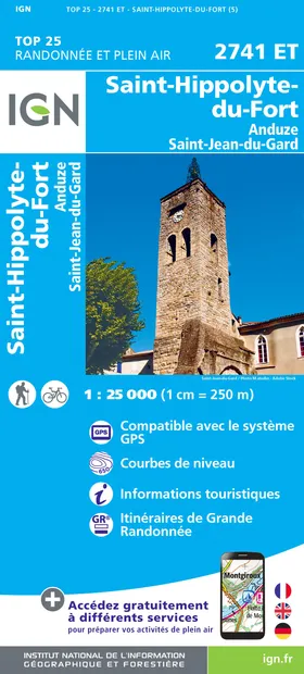 Wandelkaart - Topografische kaart 2741ET Saint-Hippolyte-du-Fort | IGN