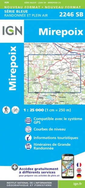 Wandelkaart - Topografische kaart 2246SB Mirepoix | IGN - Institut Géo