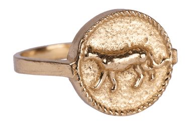 Signet ring leopard coin