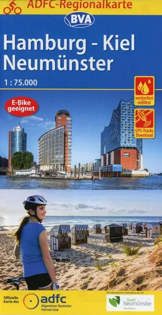 Fietskaart ADFC Regionalkarte Hamurg - Kiel Neumunster | BVA