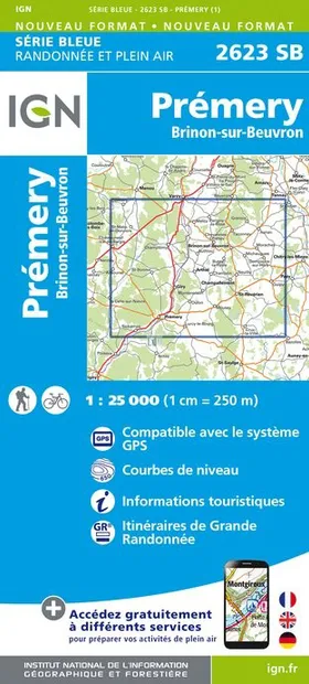Topografische kaart - Wandelkaart 2623SB Prémery | IGN - Institut Géog