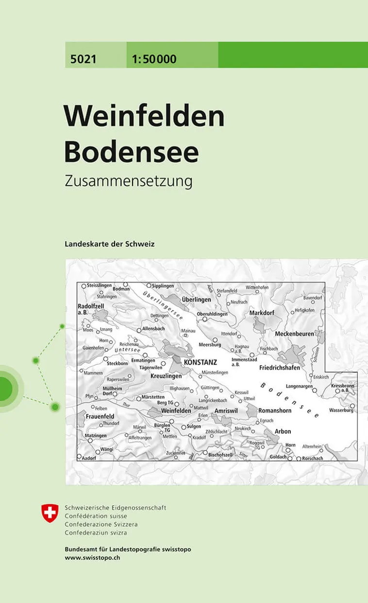 Wandelkaart - Topografische kaart 5021 Weinfelden - Bodensee | Swissto
