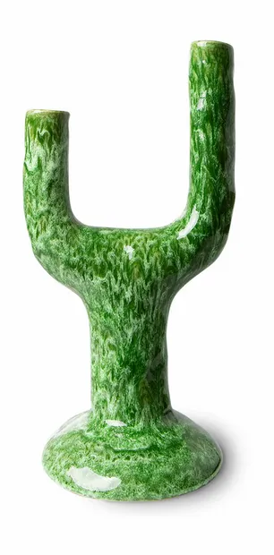 The emeralds: ceramic candle holder L, reactive green
