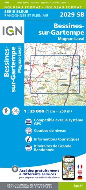 Wandelkaart - Topografische kaart 2029SB Bessines-sur-Gartempe | IGN -