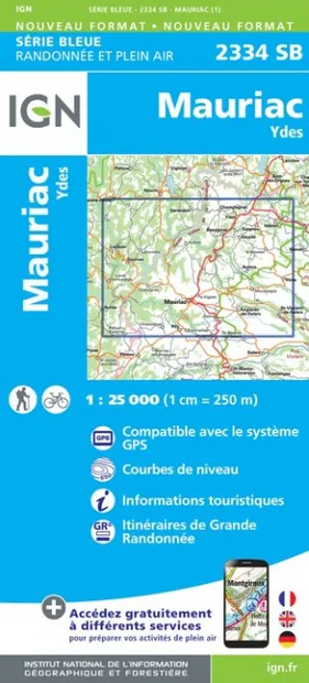 Wandelkaart - Topografische kaart 2334SB Mauriac | IGN - Institut Géog
