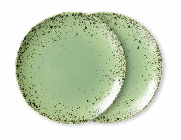 70s ceramics: dessert plates, kiwi (set of 2)