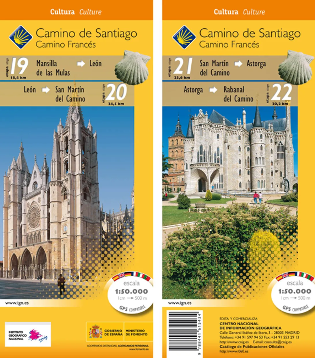 Wandelkaart 19-22 Camino Santiago de Compostella Mansilla - Rabanal |