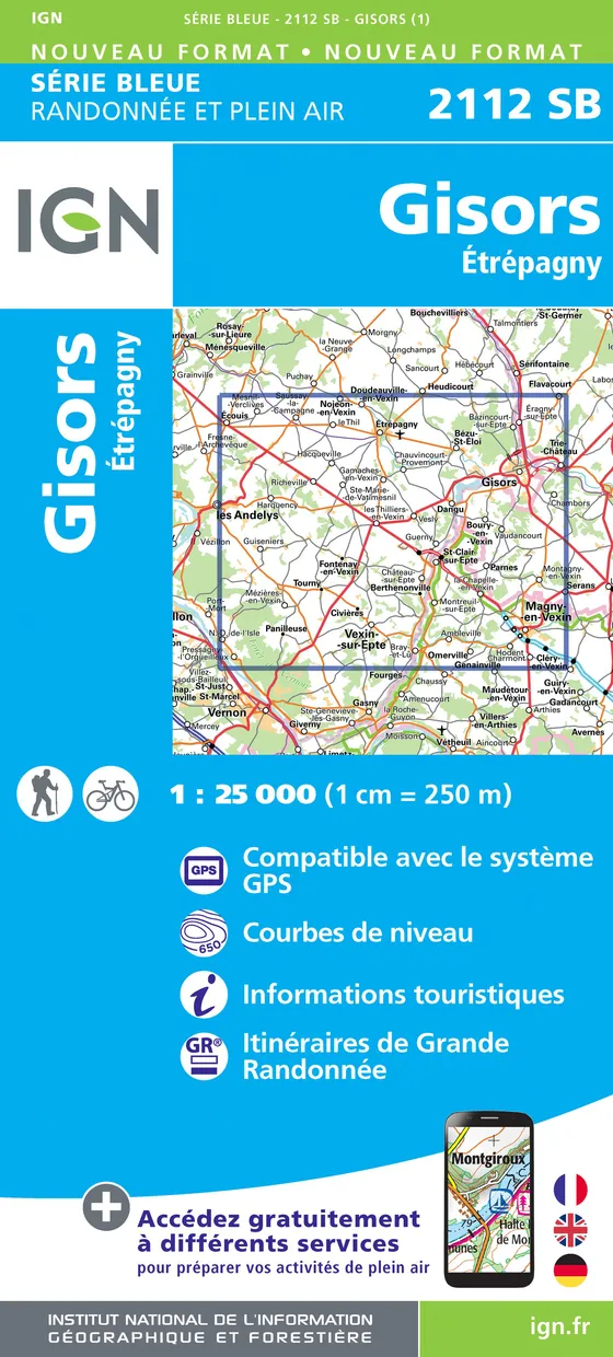Wandelkaart - Topografische kaart 2112SB Gisors - Etrépagny | IGN - In