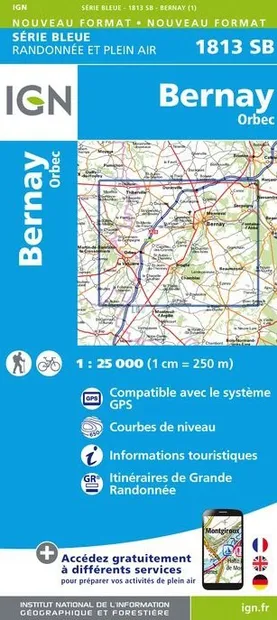 Wandelkaart - Topografische kaart 1813SB Bernay - Orbec | IGN - Instit