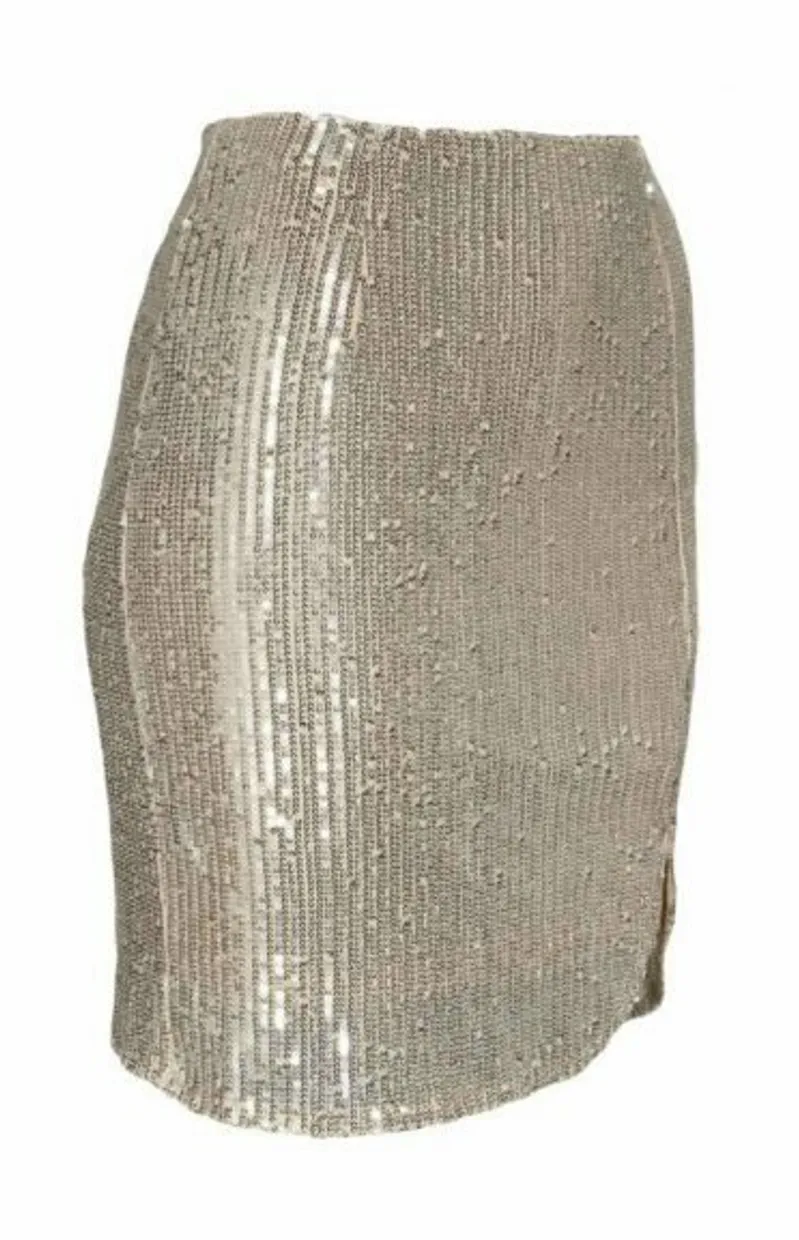 Paillet split skirt light gold