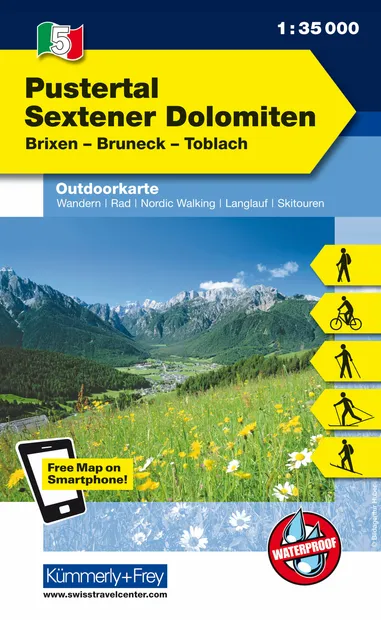 Wandelkaart 05 Outdoorkarte IT Pustertal - Sextener Dolomiten | Kümmer