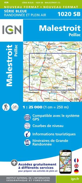 Wandelkaart - Topografische kaart 1020SB Malestroit - Peillac | IGN -