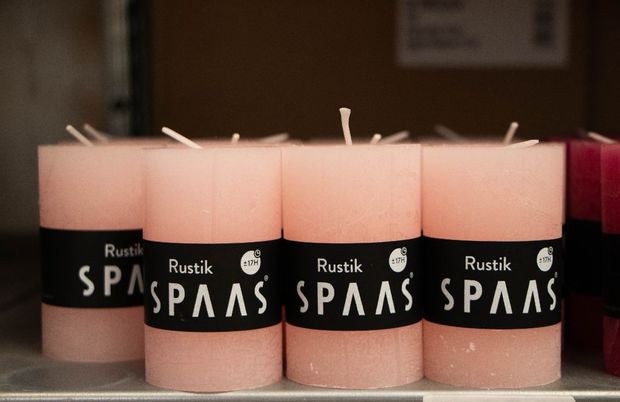 Stomp kaars rustiek roze