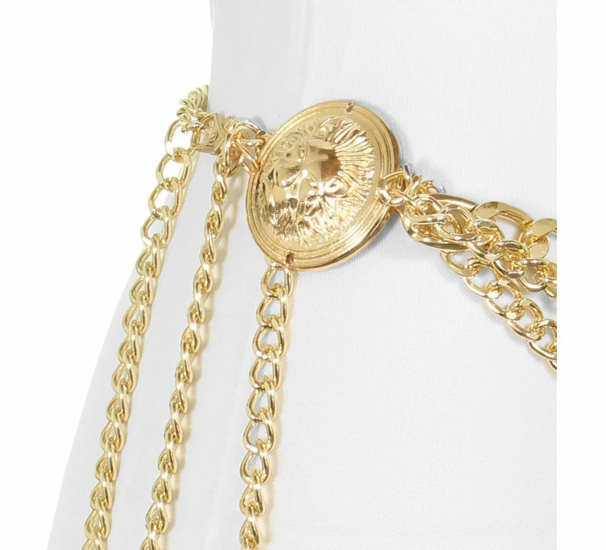 Chain layer lion belt gold