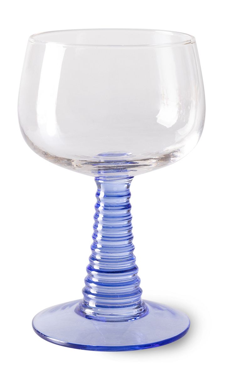 Swirl wine glass high, blue