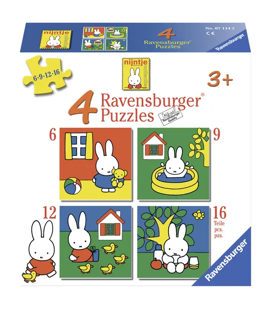 Vier nijntje puzzels  6jaar9jaar12jaar16 stukjes  kinderpuzzel