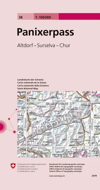 Fietskaart - Topografische kaart - Wegenkaart - landkaart 38 Panixerpa
