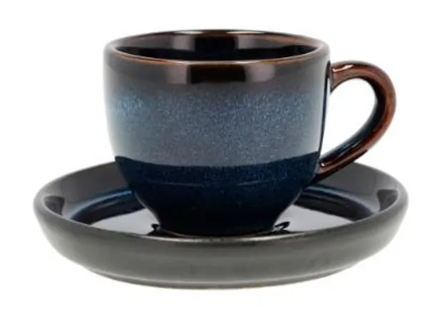 Espressokop met schotel - Zwart / donkerblauw