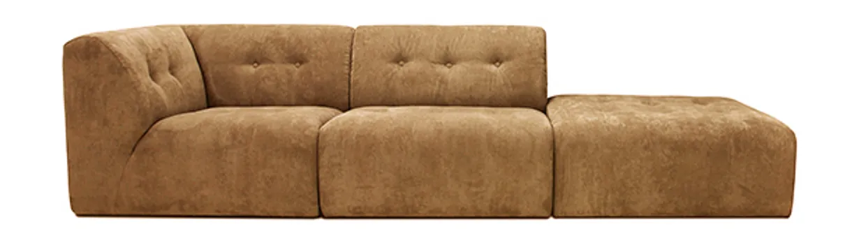 Vint couch: element left, corduroy rib, brown