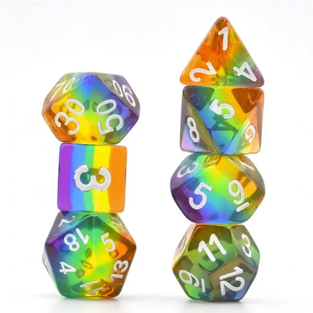 Translucent Rainbow RPG Dobbelsteen Set (7)