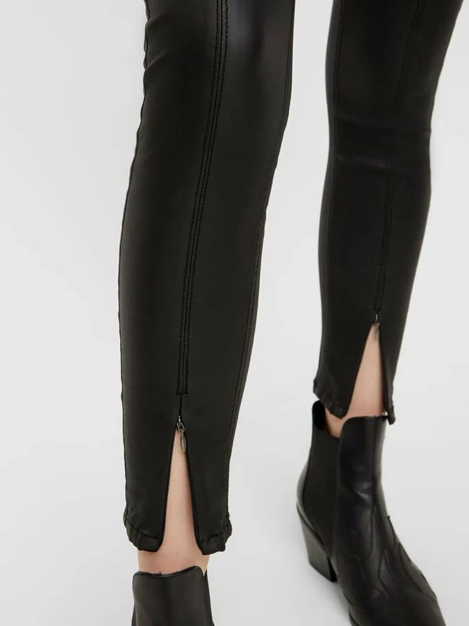 Roxy HW zip coated pants black
