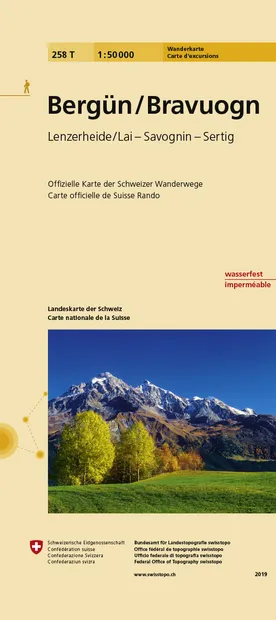 Wandelkaart 258T Bergün/Bravuogn | Swisstopo