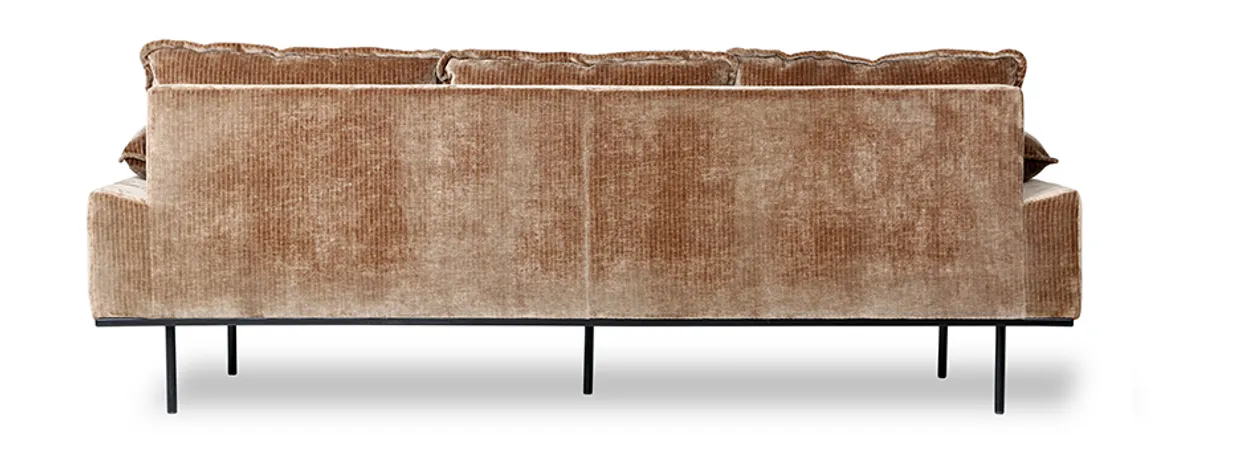Retro sofa: 3-seats, velvet corduroy aged gold