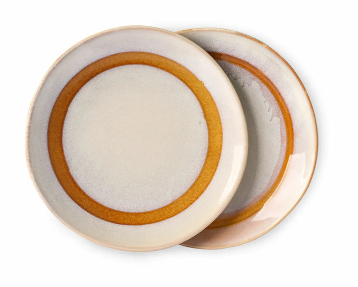 70s ceramics: dessert plates, snow (set of 2)