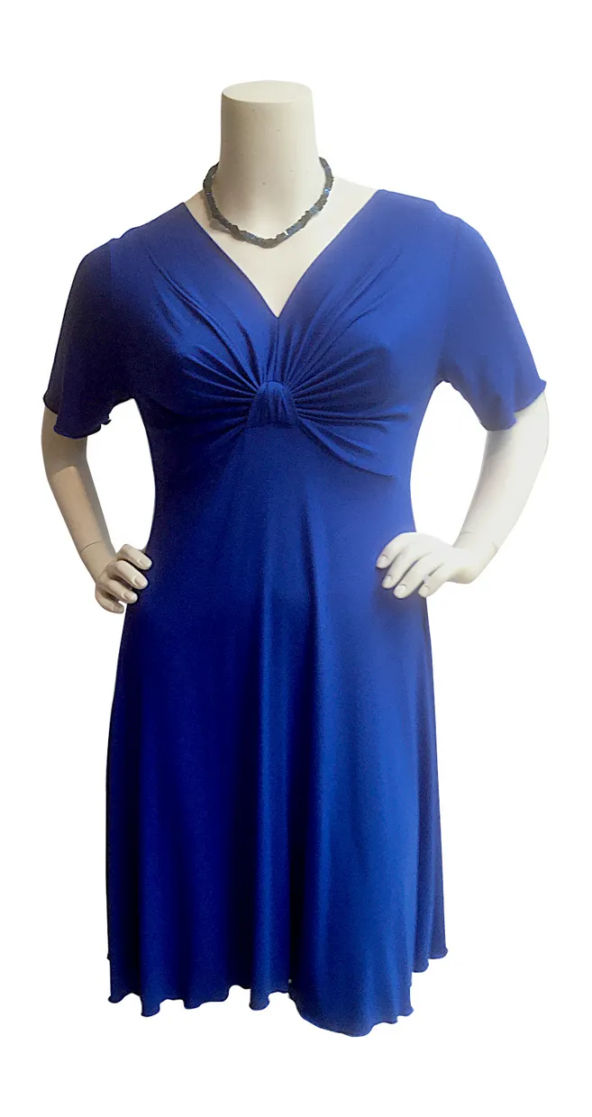 Koningsblauwe tricot jurk