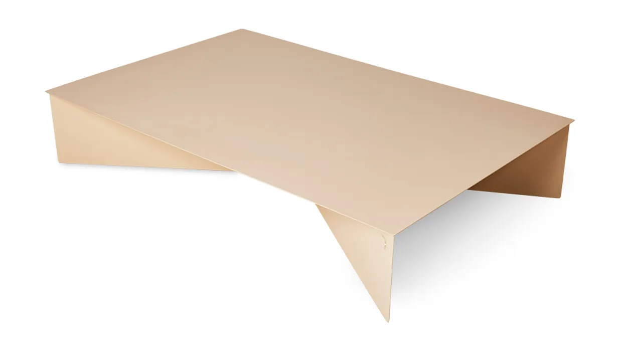 Metal coffee table rectangular, cream