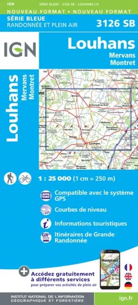 Wandelkaart - Topografische kaart 3126SB Mervans, Montret. Louhans | I