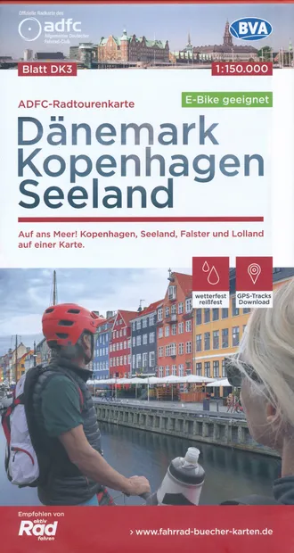 Fietskaart DK3 ADFC Radtourenkarte Dänemark - Kopenhagen - Seeland - D