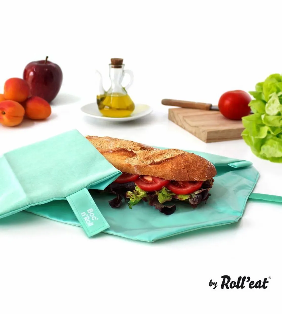 Boc'n Roll herbruikbaar lunchzakje - nature mint