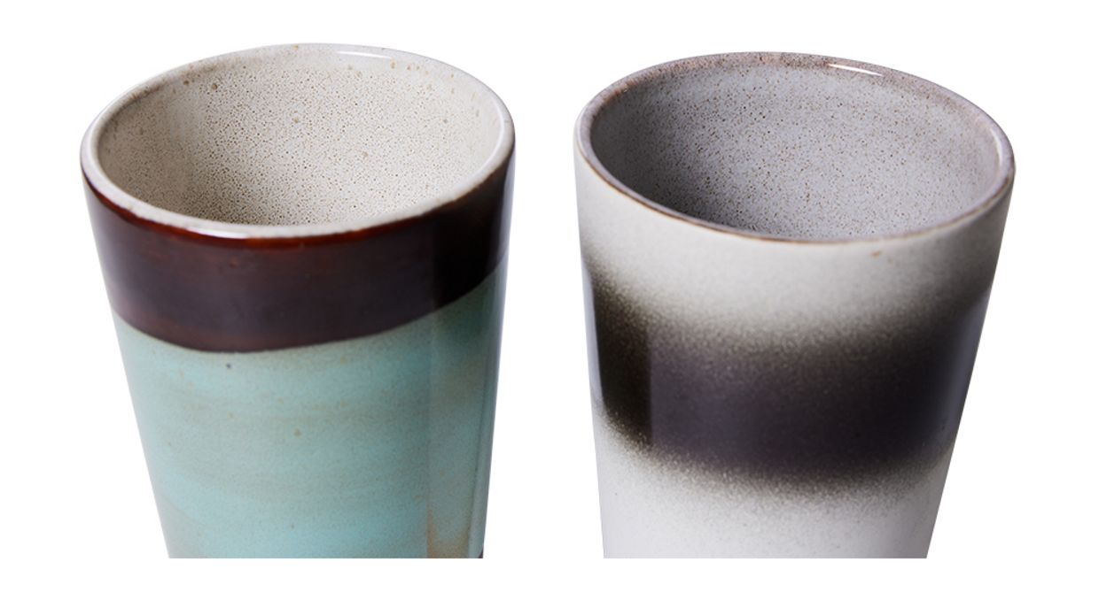 70s ceramics: latte mugs, Boogie (set of 2)