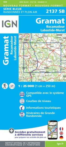 Wandelkaart - Topografische kaart 2137SB Gramat | IGN - Institut Géogr