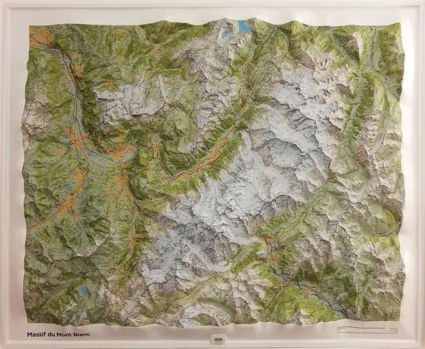 Reliëfkaart Massif Mont Blanc 3D (9782758538738) | IGN - Institut Géog