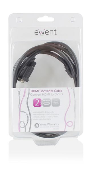 Video kabel adapter 2 m HDMI DVI-D Zwart